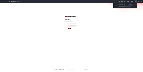 Unauthenticated download of romfile.cfg redirecting to login page