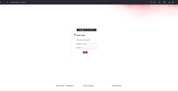 Login page showing updated Device Name confirming takeover